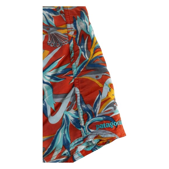 PATAGONIA Sz 34 Mens Orange AOP WAVEFARER BOARD SHORT 8" Swim Trunks - Picture 4 of 7